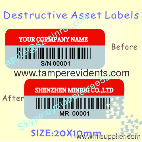 Custom Destructive Asset Label,warranty Void If Remove Sticker For Asset Tracking,silver Pet Property Stickers 